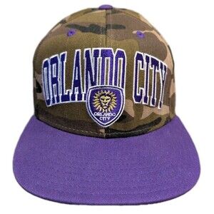 Adidas Orlando City SC MLS Camo Snapback Hat Purple Brim Embroidered Logo Cap OS